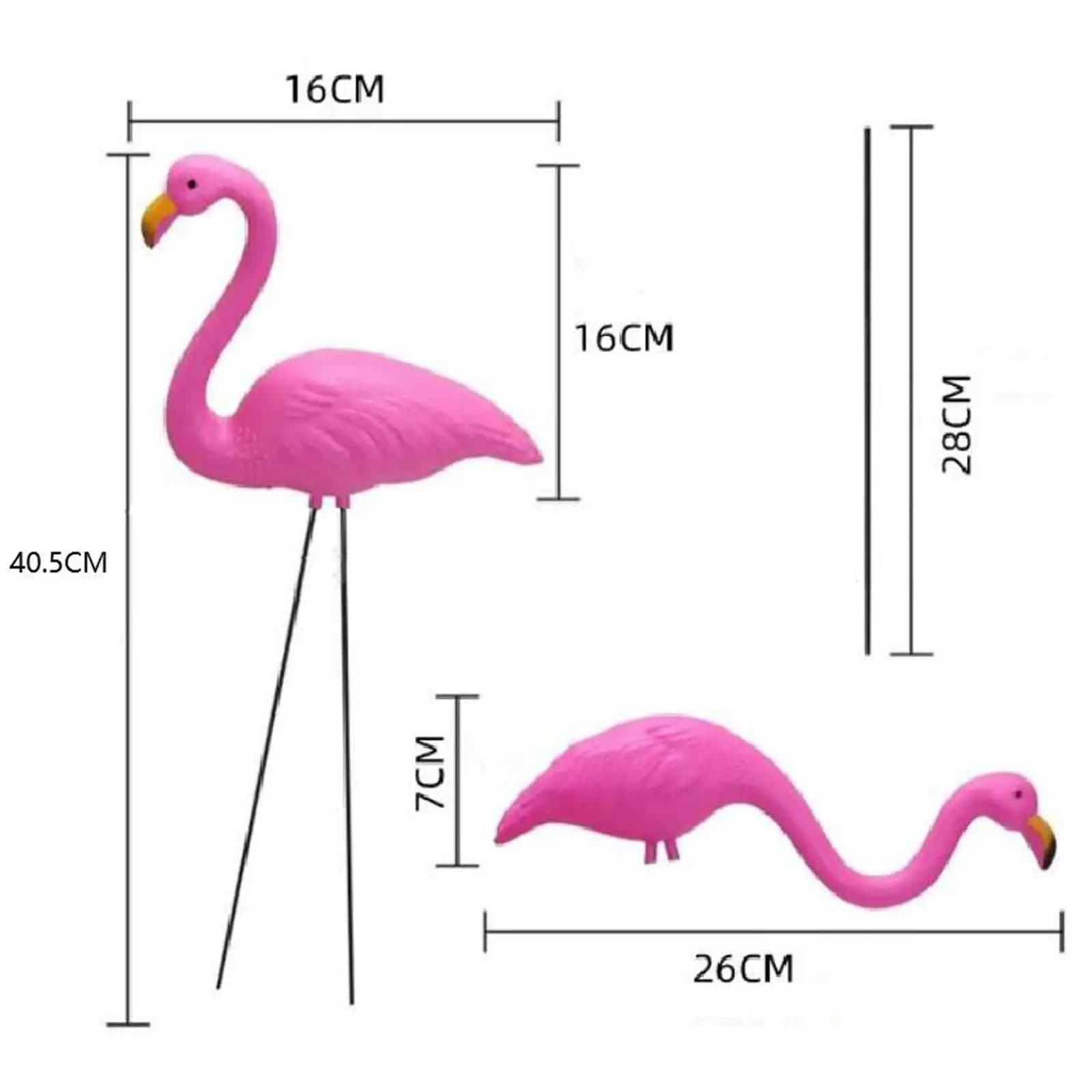 Sculpture décorative d'oiseau flamant rose en ABS pour jardin, pelouse, parterre de fleurs et décora