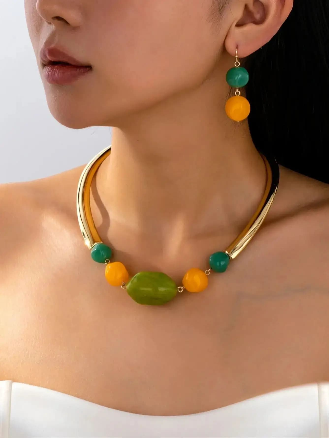 Ensemble ras du cou et boucles d'oreilles pour femmes, bijoux polyvalents, Style exagéré, élégant, é