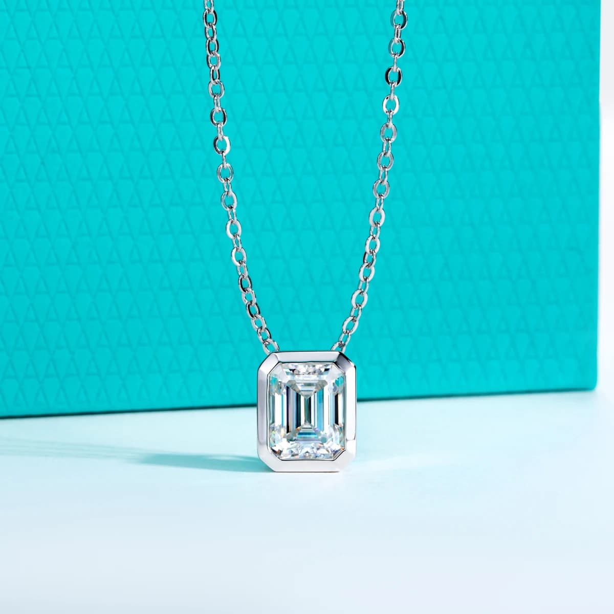 AnuJewel 0.6ct/1ct/2ct/3ct D couleur émeraude coupe Moissanite lunette pendentif collier 925 bijoux