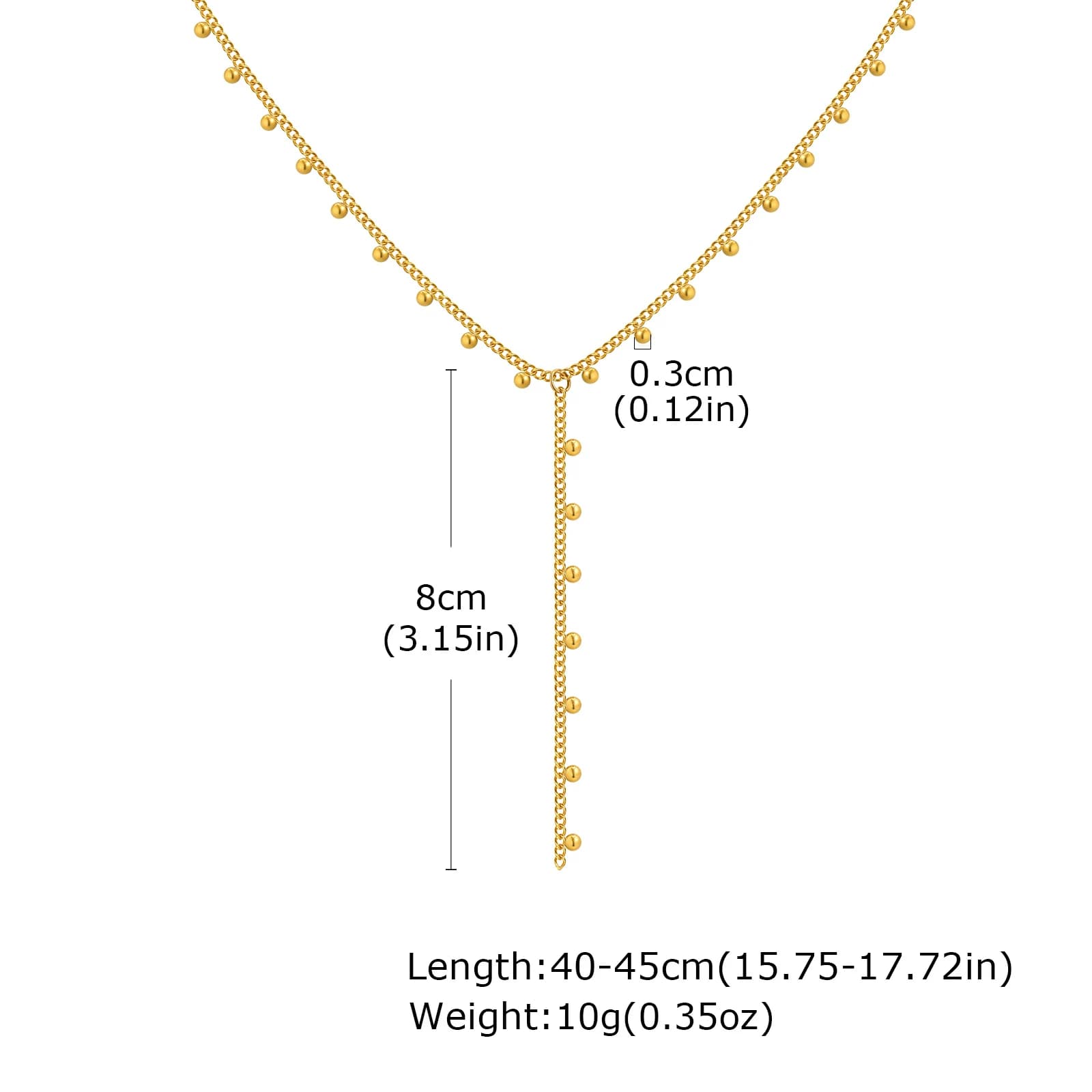 Prjewel – collier à pampilles en forme de Y pour femmes, perles simples, cadre de couleur or, chaîne