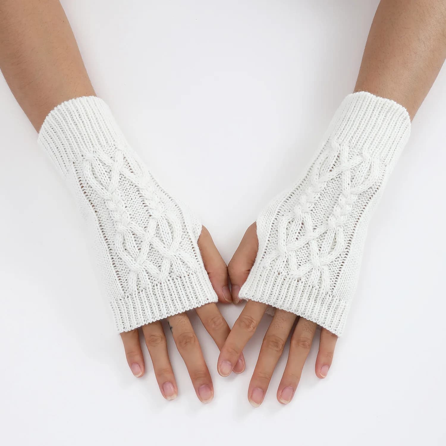 Gants demi-doigt pour femmes hiver doux chaud laine tricot bras gants doux chaud demi doigt Handscho