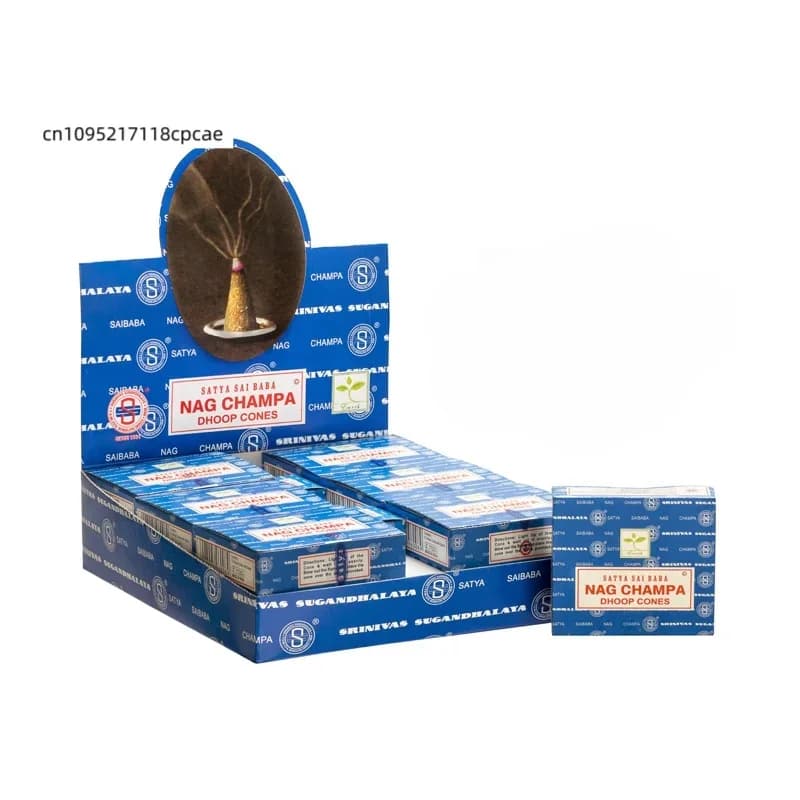 SATYA Nag Champa Dhoop Cones d'encens à refoulement, Arôme naturel indien, Fontaine de fumée cascade