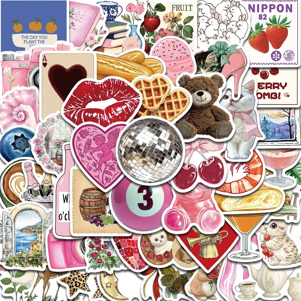 Autocollant Pinterest esthétique, 50 pièces, décoration mode Harajuku pour ordinateur portable, baga