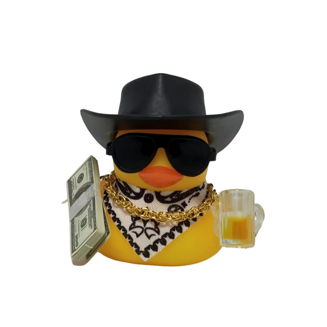Décor de tableau de bord de voiture en canard de Cowboy Cool, ornement de canard drôle avec chapeau 