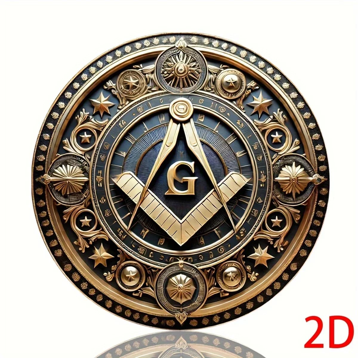Panneau rond maçonnique vintage en aluminium – Badge maçonnique, décoration murale pour la maison