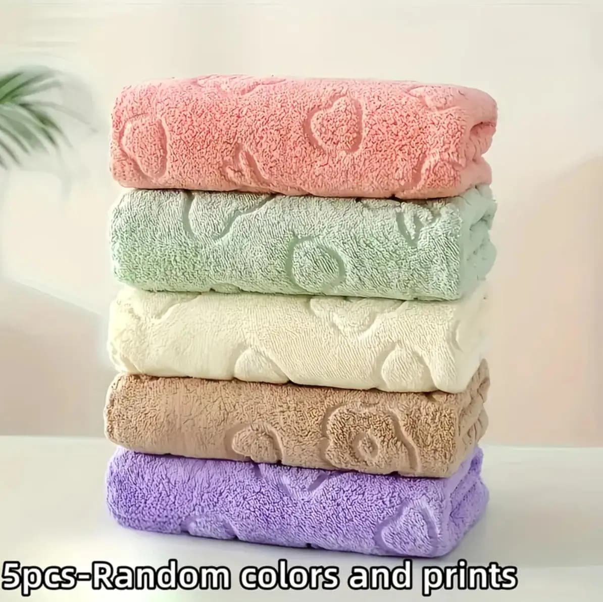 Ensemble de 5 serviettes pour le visage en polaire corail douce et absorbante - serviettes de salle