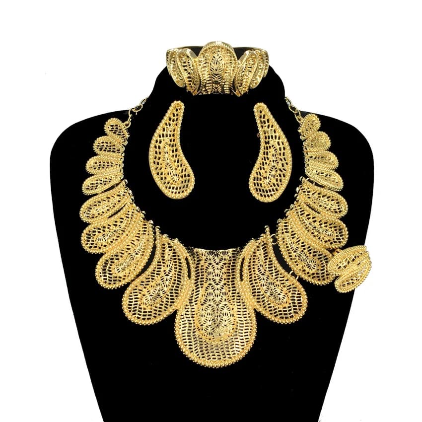 Ensembles de bijoux plaqués or pour femmes, grand collier italien, offre spéciale, 2024