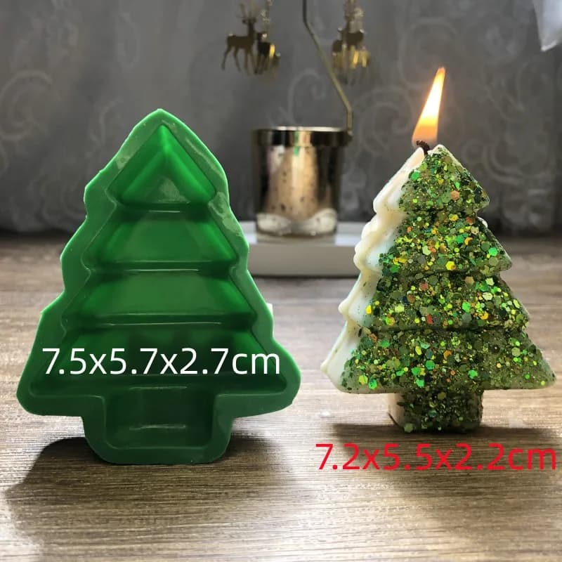 Moule à bougie en silicone pour sapin de Noël, artisanat en plâtre d'aromathérapie fait à la main, d