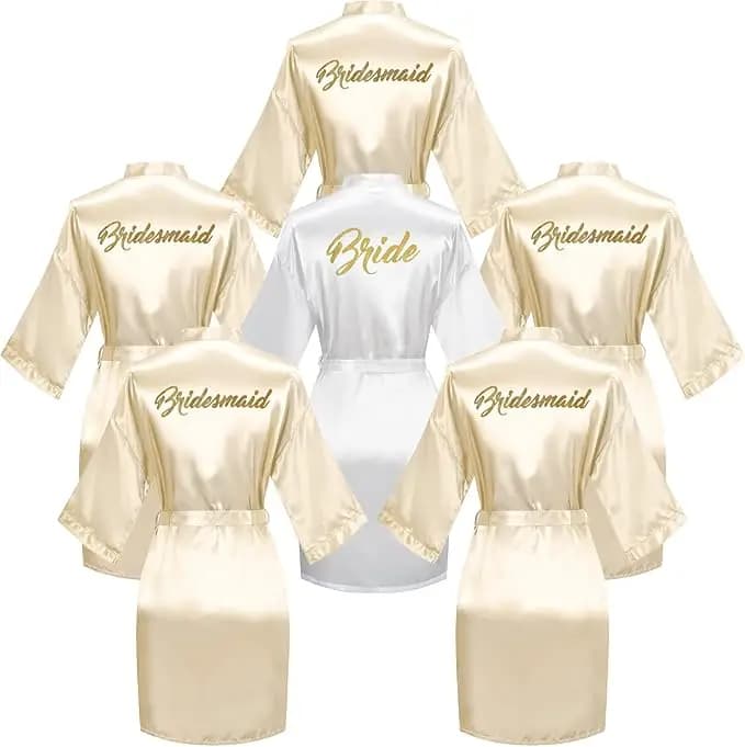 Ensemble de peignoir de douche nuptiale 6 pièces pour mariée et demoiselle d'honneur, ensemble de Ro