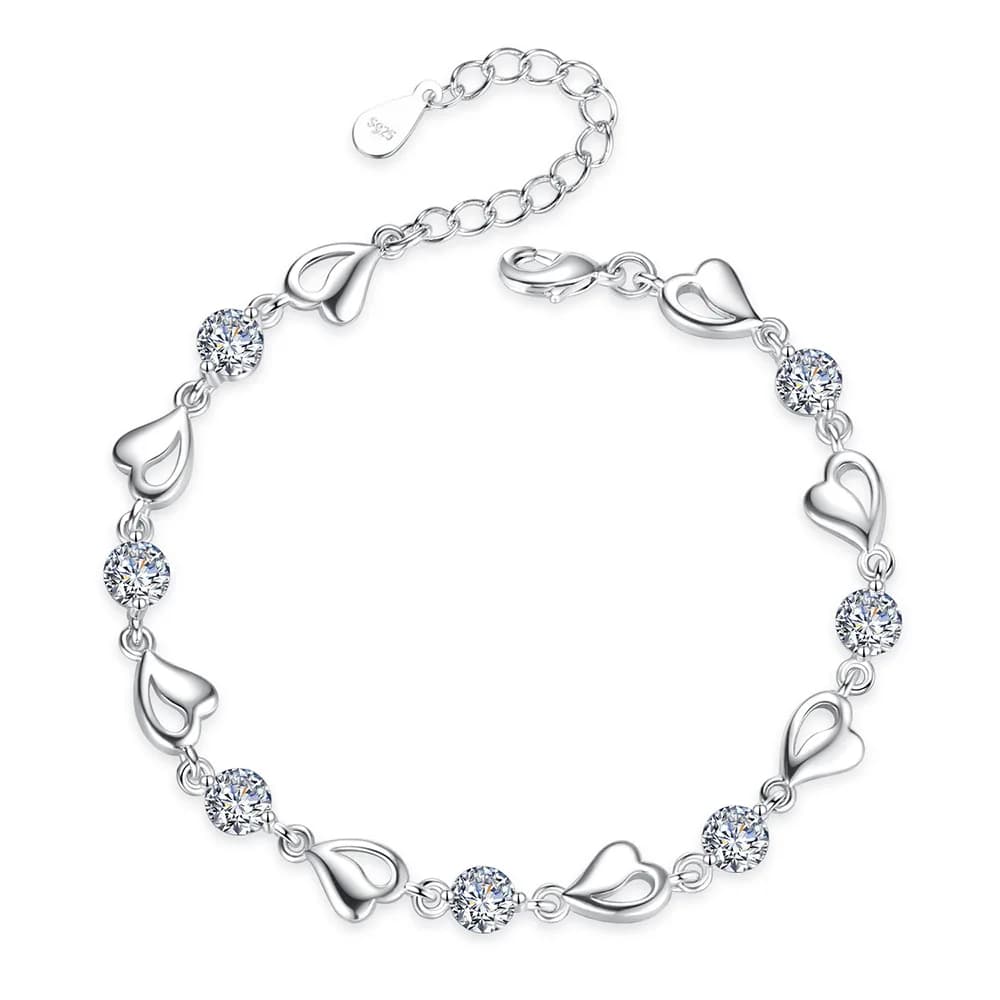 Vehong-Bracelet d'amour en argent regardé S925 avec cristal pour femme, bijoux de luxe, cadeau de fê