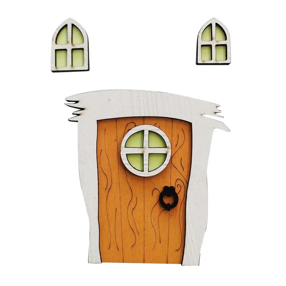 Mini porte de maison en bois elfe structurels ent, ornements de porte de dessin animé, décoration d'