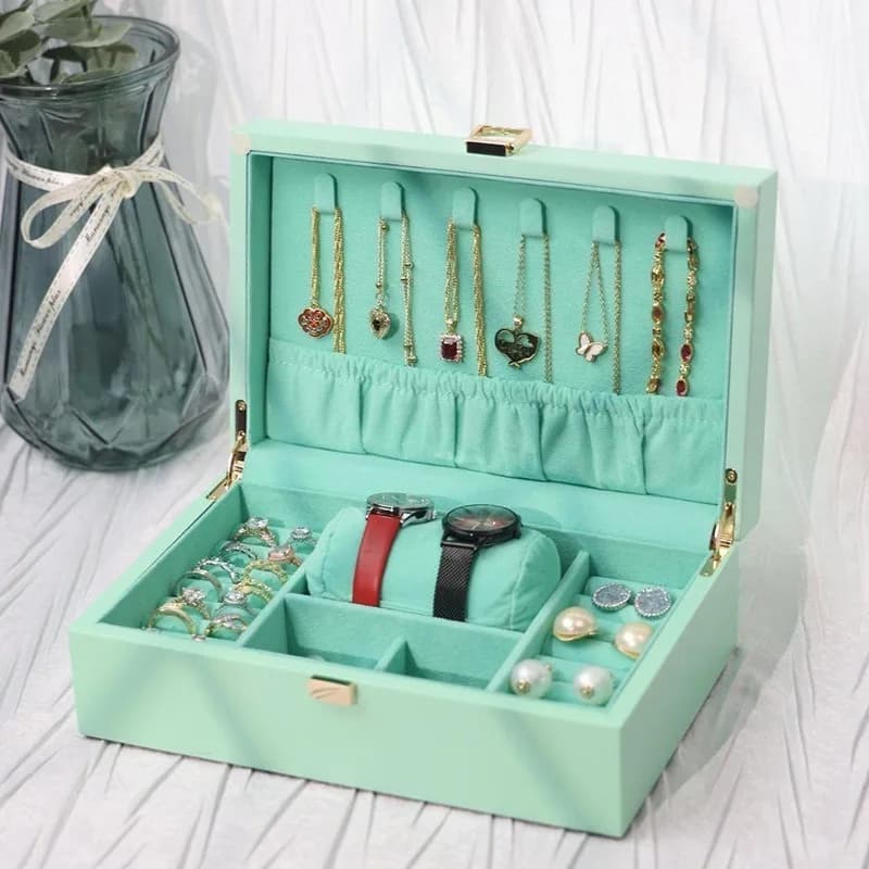 Boîte de rangement de bijoux créative, boîtes à bijoux de bureau en bois, organisateur de colliers, 