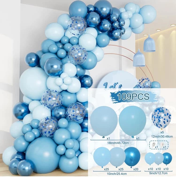 Guirlande de ballons bleus en arc, Kit de décoration de fête d'anniversaire pour enfants garçons, fo