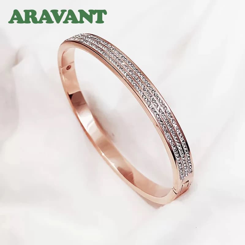 Aravant – bracelets et joncs en argent 925, or Rose, 6mm, en Zircon, pour femmes et filles, bijoux à