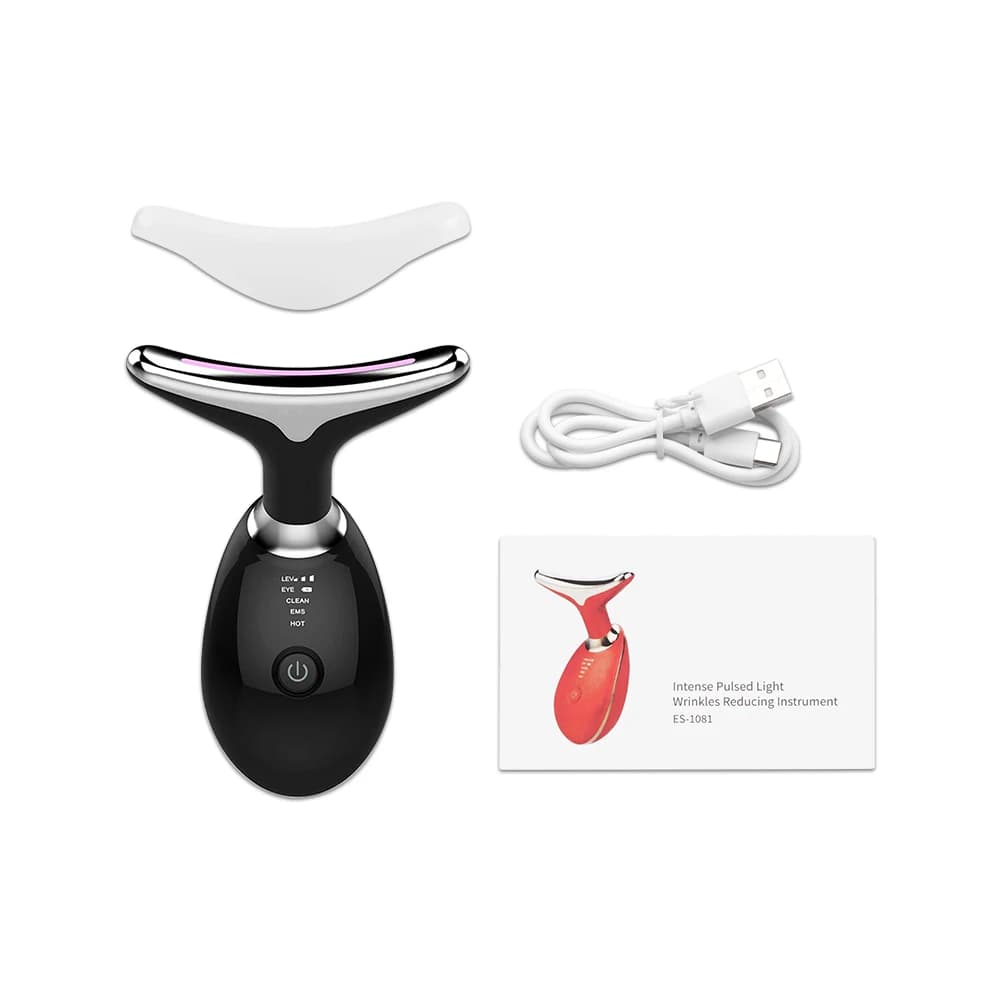 Masseur Facial EMS, beauté du cou, microcourant, lumière rouge, raffermissement de la peau, Lifting