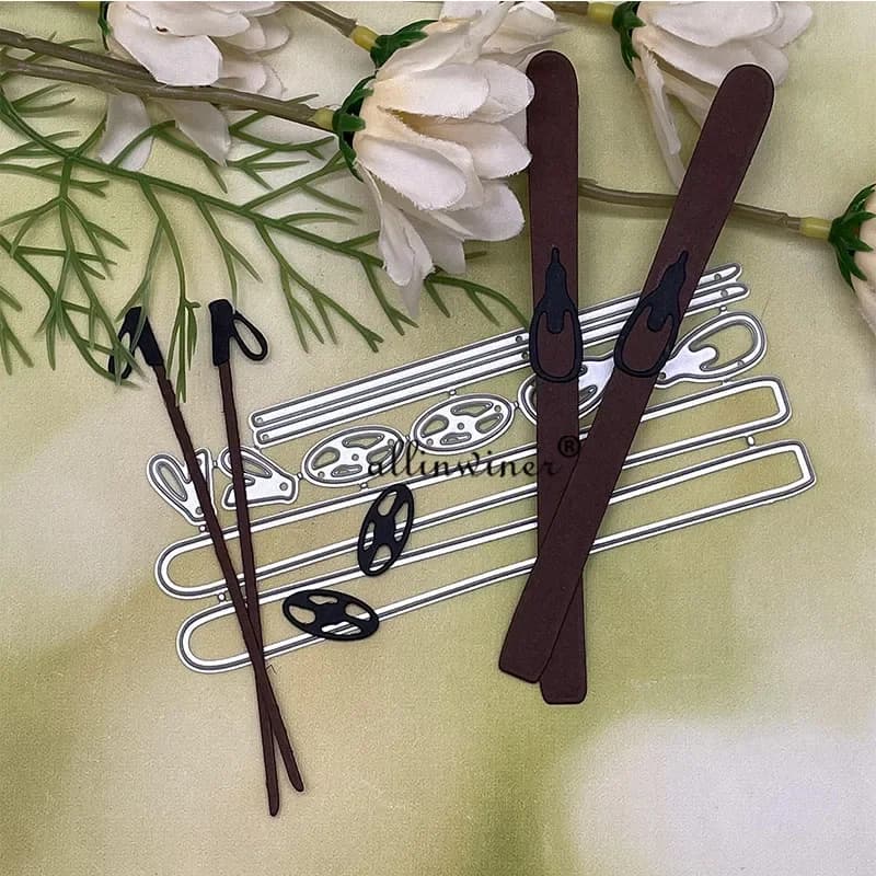 Matrices de découpe en métal pour la décoration de ski et de luge, pochoirs pour scrapbooking DIY, g