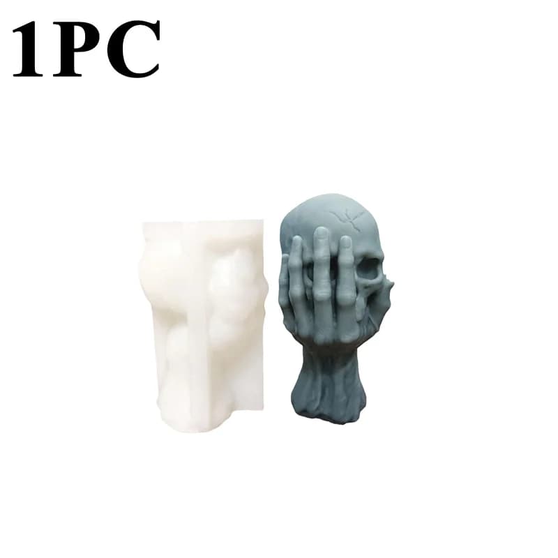 Moule à bougie en silicone Crâne, Outil de bricolage Halloween, Moule à cire réutilisable Squelette