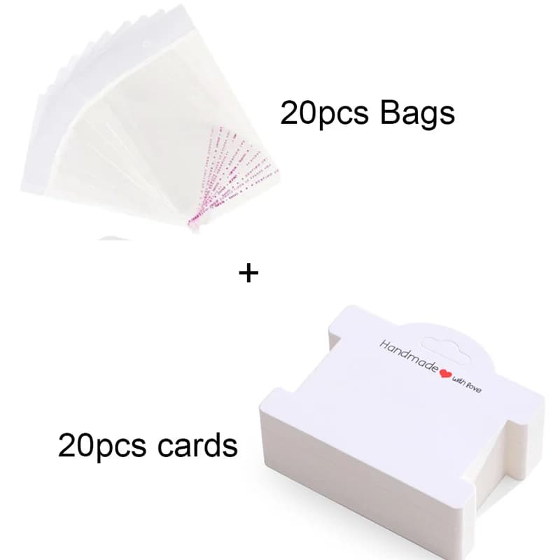 Présentoirs de Bracelets en papier 9.7x8cm, 20 ensembles, avec sacs auto-adhésifs, organisateurs de 