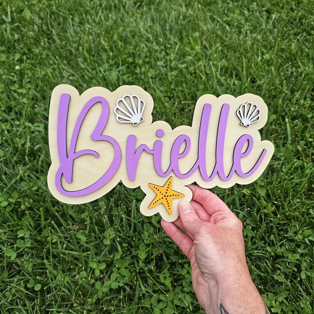 Une plaque de porte en bois sur le thème de l'océan personnalisée, logo de plaque en bois personnali