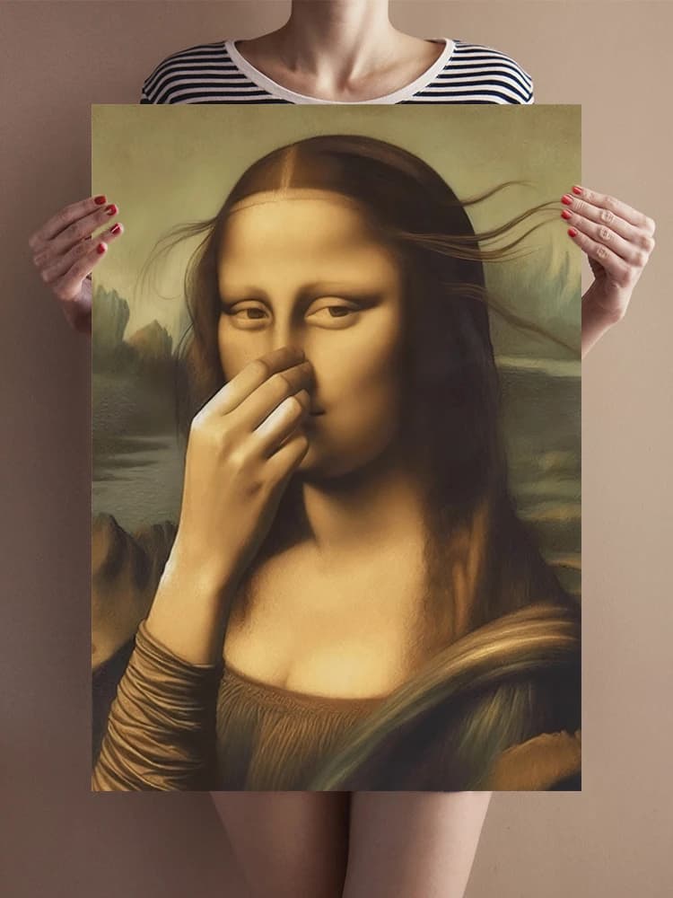 Affiche de Mona Lisa pour salle de bain, toile imprimée drôle, Art mural, toilettes, Portrait d'humo
