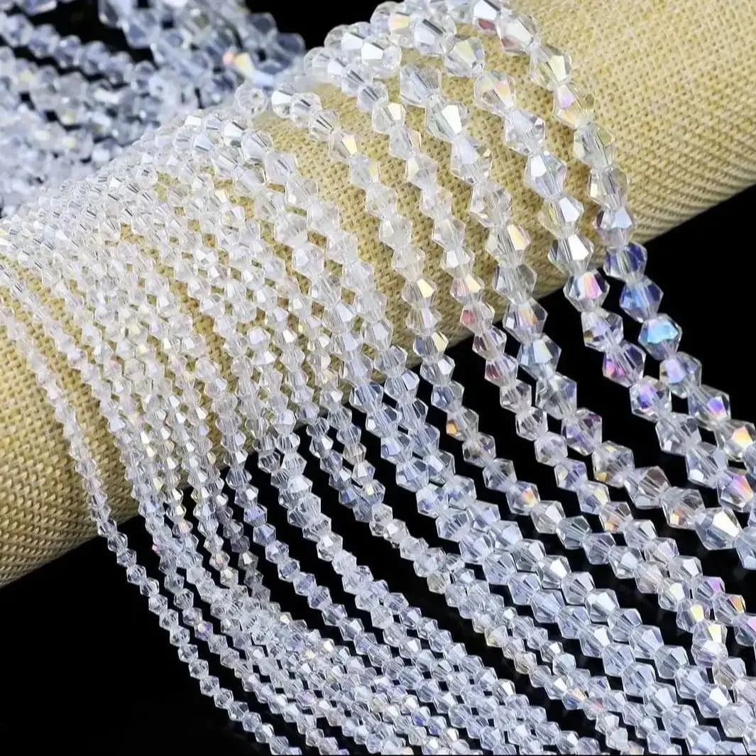 Perles d'espacement amples en verre de cristal autrichien transparent, couleur AB blanc, pour la fab