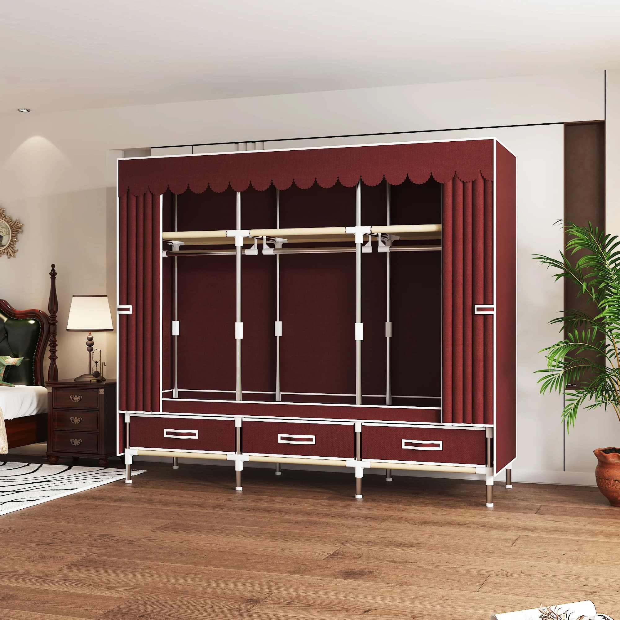 Armoires ouvertes simples, une armoire portable gain de place, durable, avec étagères suspendues, pe