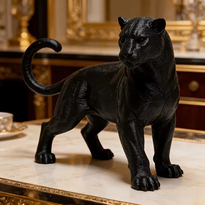 Ornement en forme de léopard, statue de panthère noire, design rêveur, décoration de bureau, cadeau 