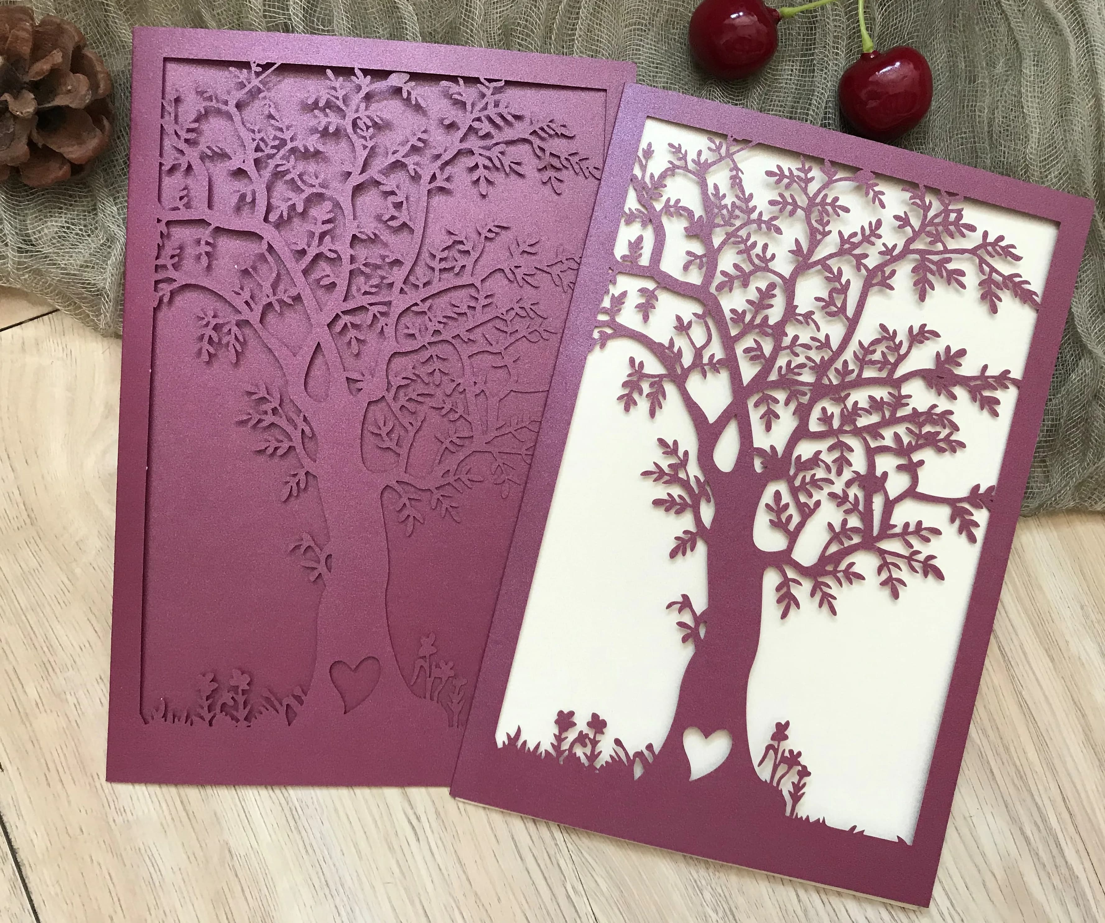 Lot de 10 cartes d'invitation de mariage découpées au laser, style européen, avec couverture de menu