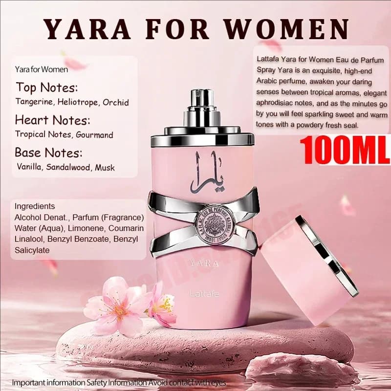 Parfum Yara 100ml, spray corporel original, parfum léger longue durée, haute qualité, cadeau, parfum