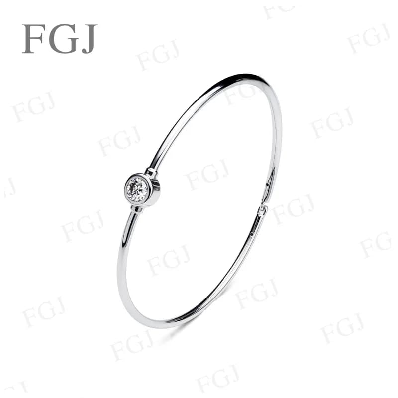 Bracelets en argent sterling S925 plaqué or blanc, diamants en moissanite véritable de 5 mm, taille