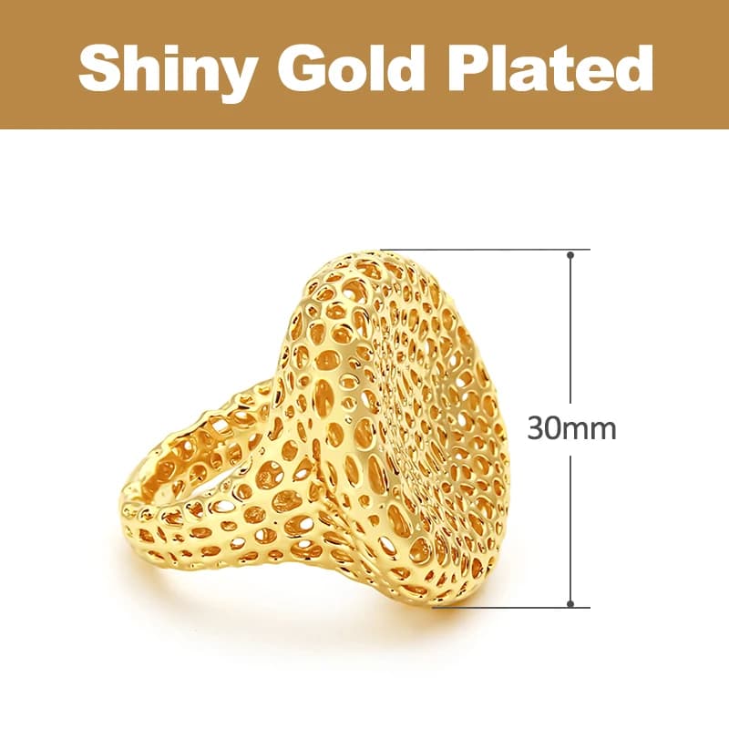 Bijoux de luxe en laiton pour femmes, plaqué or 18 carats, petit anneau rond creux, tendance de rue