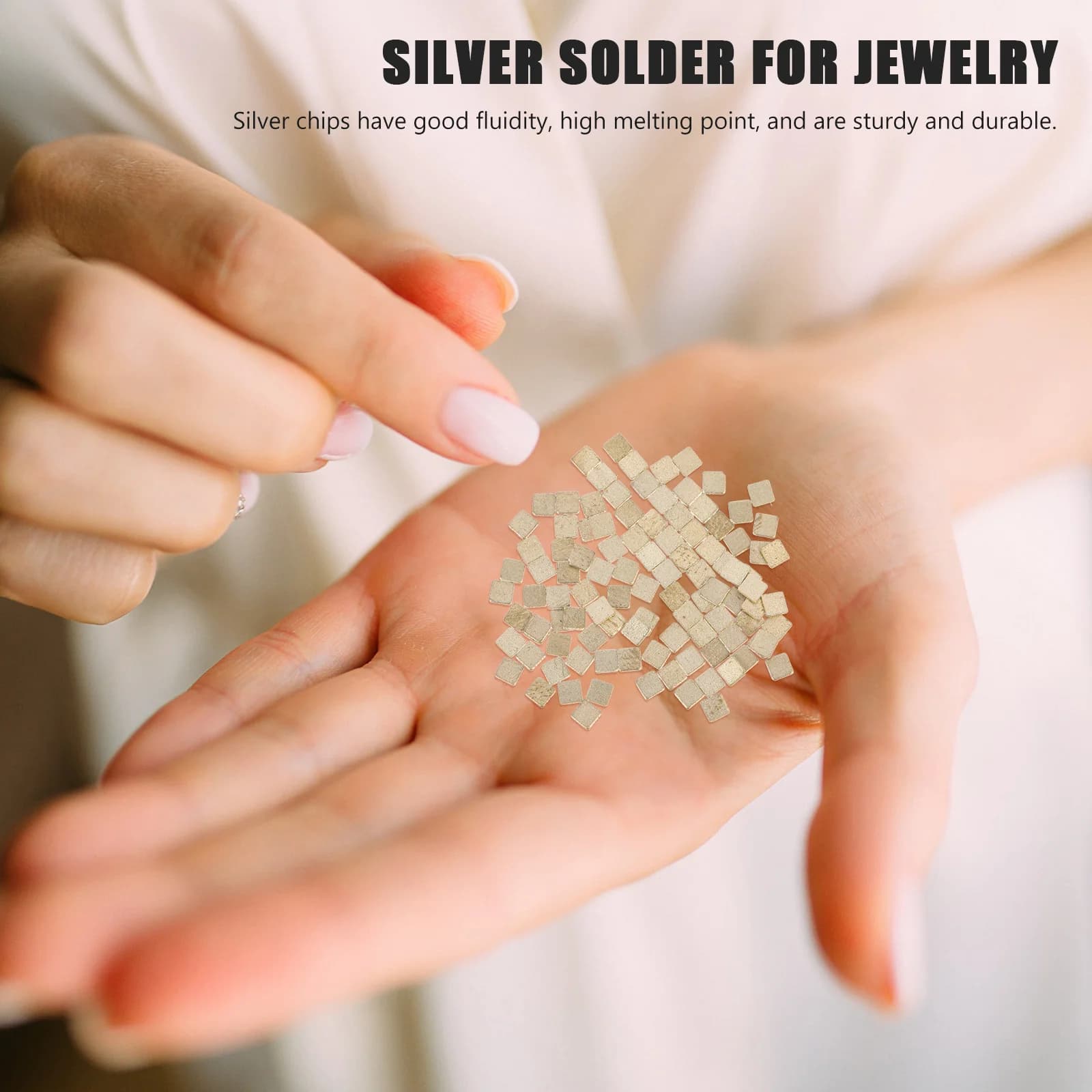 100 pièces bijoux pré-coupés soudure puces d'argent pointe de fusion élevée Durable soudage rapide a