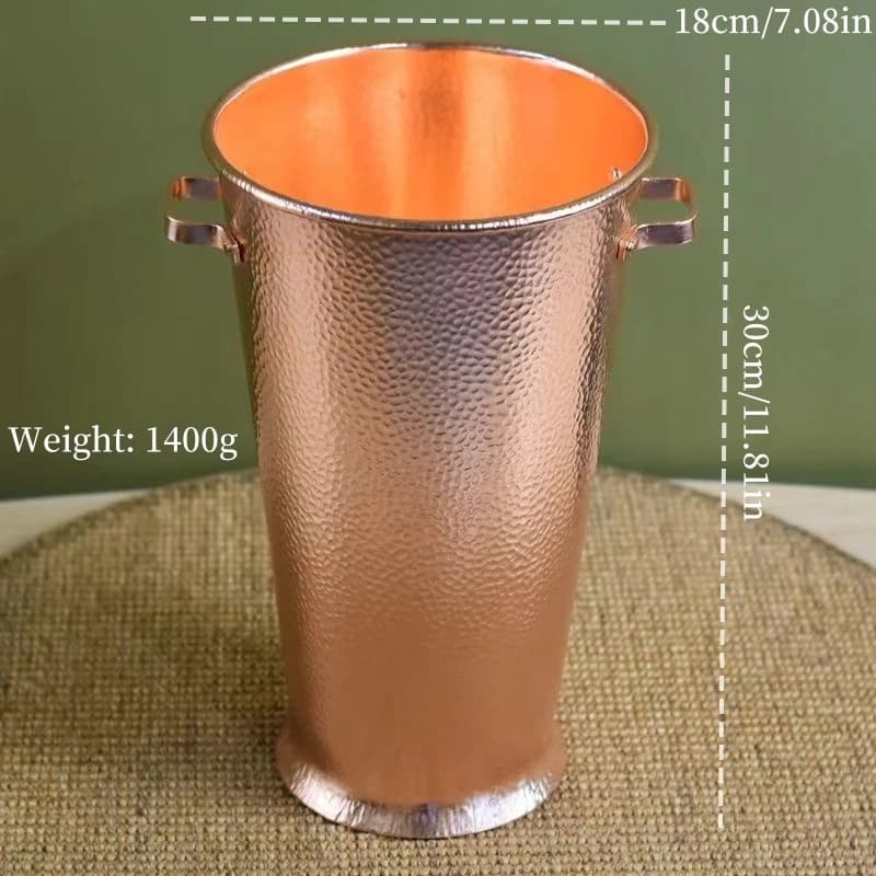 Seau à glace en cuivre pur fabriqué à la main, créativité rétro, seau de stockage de glaçons pour bi
