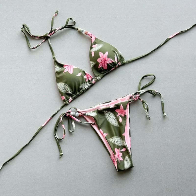 2026 Maillot de bain sexy pour femme, motif floral, micro bikini string, ensemble de bikini, tenue d