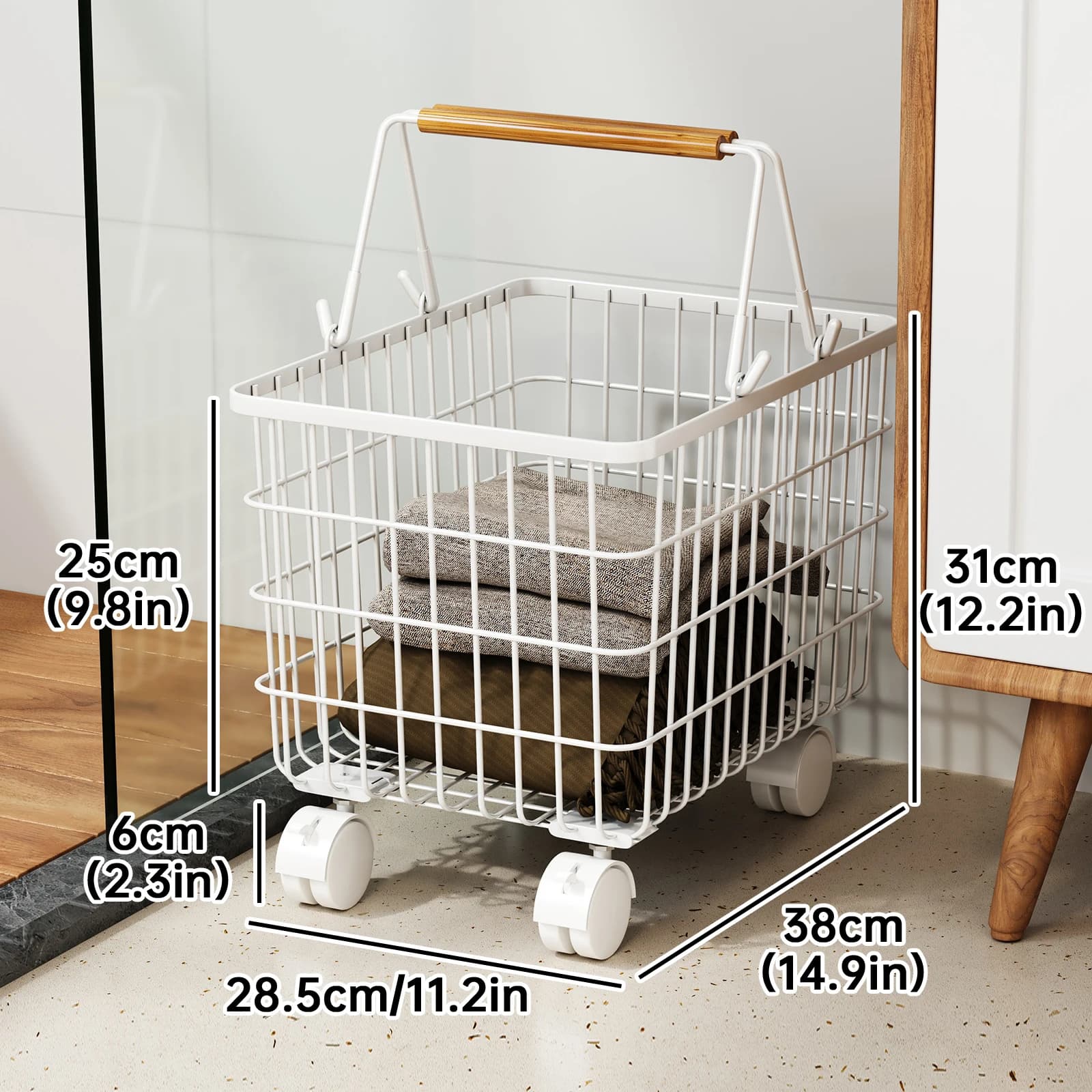 1 Pc panier à linge de salle de bain grandes et petites tailles avec roues universelles poubelle de 