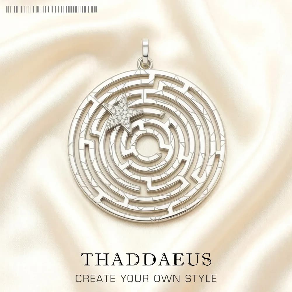 Pendentif labyrinthe avec étoile mobile, tout nouveau bijoux d'été Vintage en argent Sterling 925, a