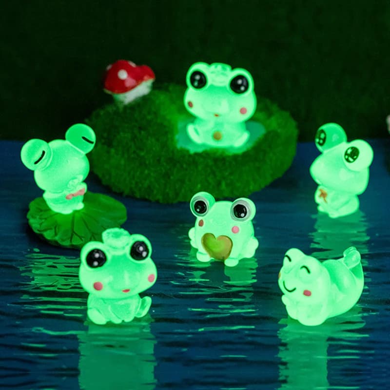 6 pièces bricolage figurines décoratives cadeau grenouilles lumineuses fée jardin décoration Miniatu