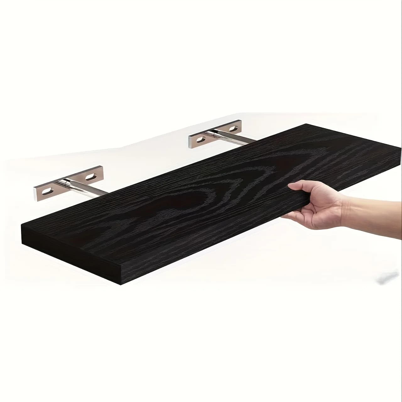 Étagère murale classique en bois massif, design à bande horizontale, peu encombrante pour le rangeme