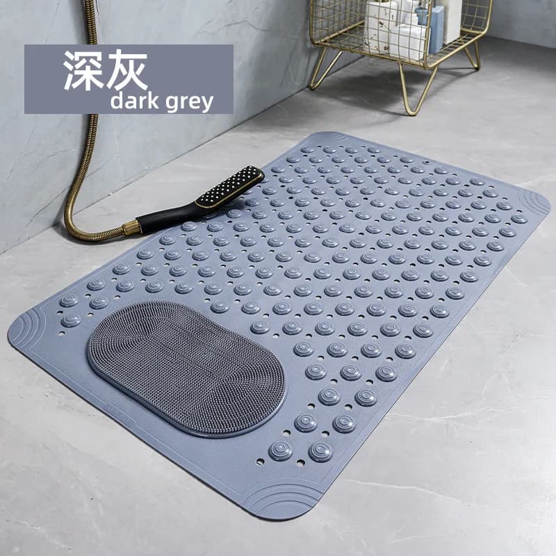 Nouveau tapis de bain antidérapant avec ventouse et trou de vidange, tapis de douche doux lavable en