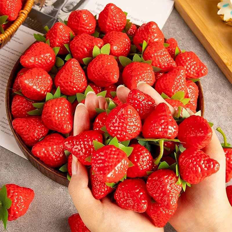 10/20 pièces fraises artificielles faux fruits pour la décoration de fête à la maison accessoire de 