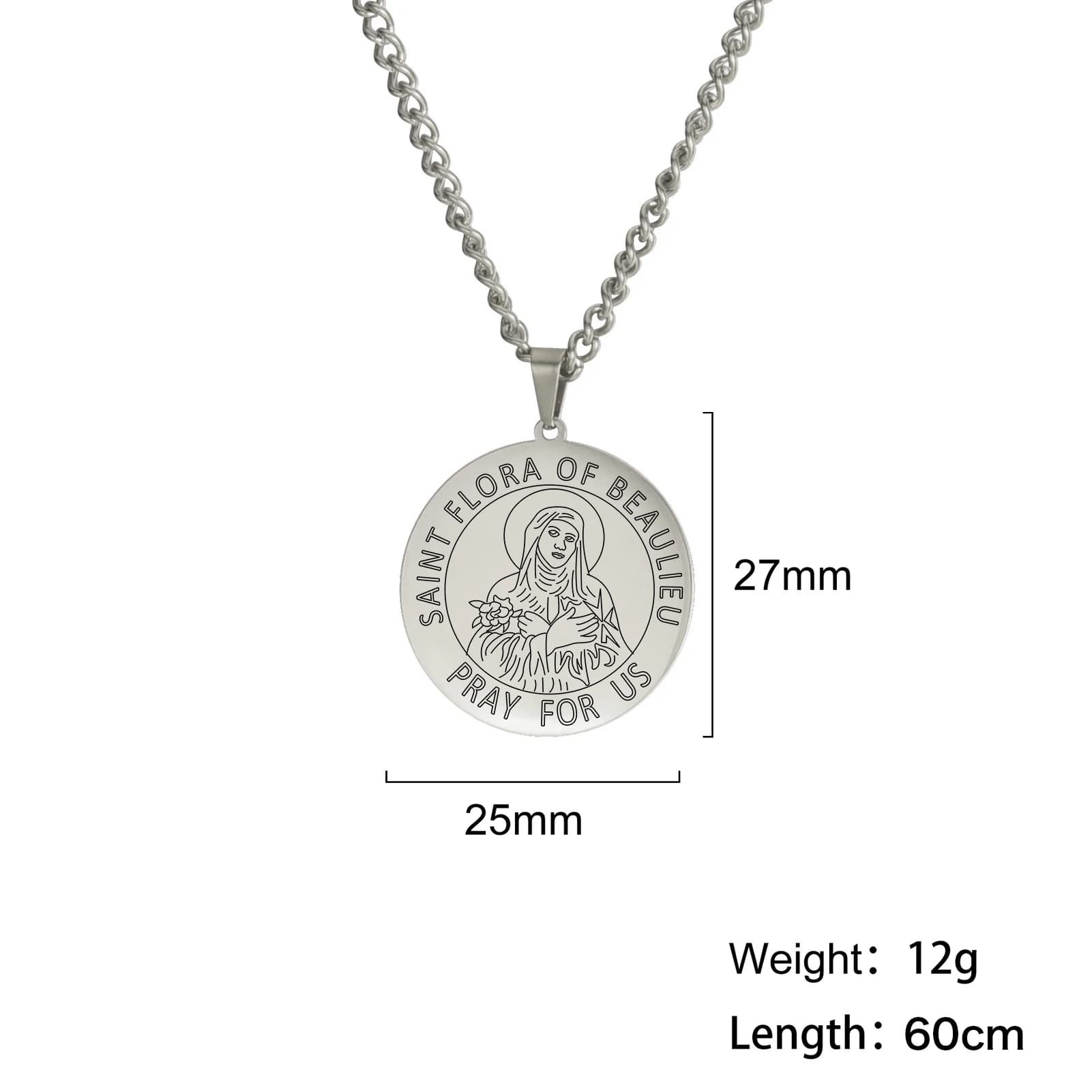 Jeshayuan Saint Vierge Marie Dymphna pendentif collier pour femmes en acier inoxydable prière pour n