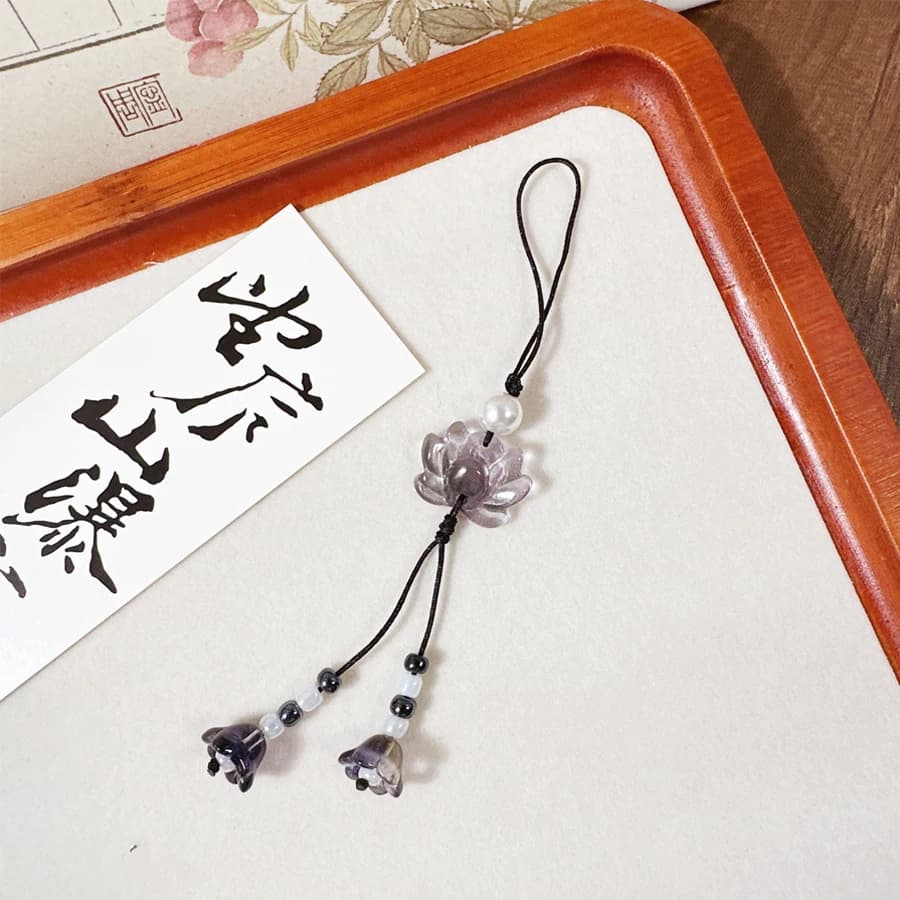 Porte-clés pendentif Lotus, chaîne de téléphone portable pour femmes et hommes, style chinois, fait 