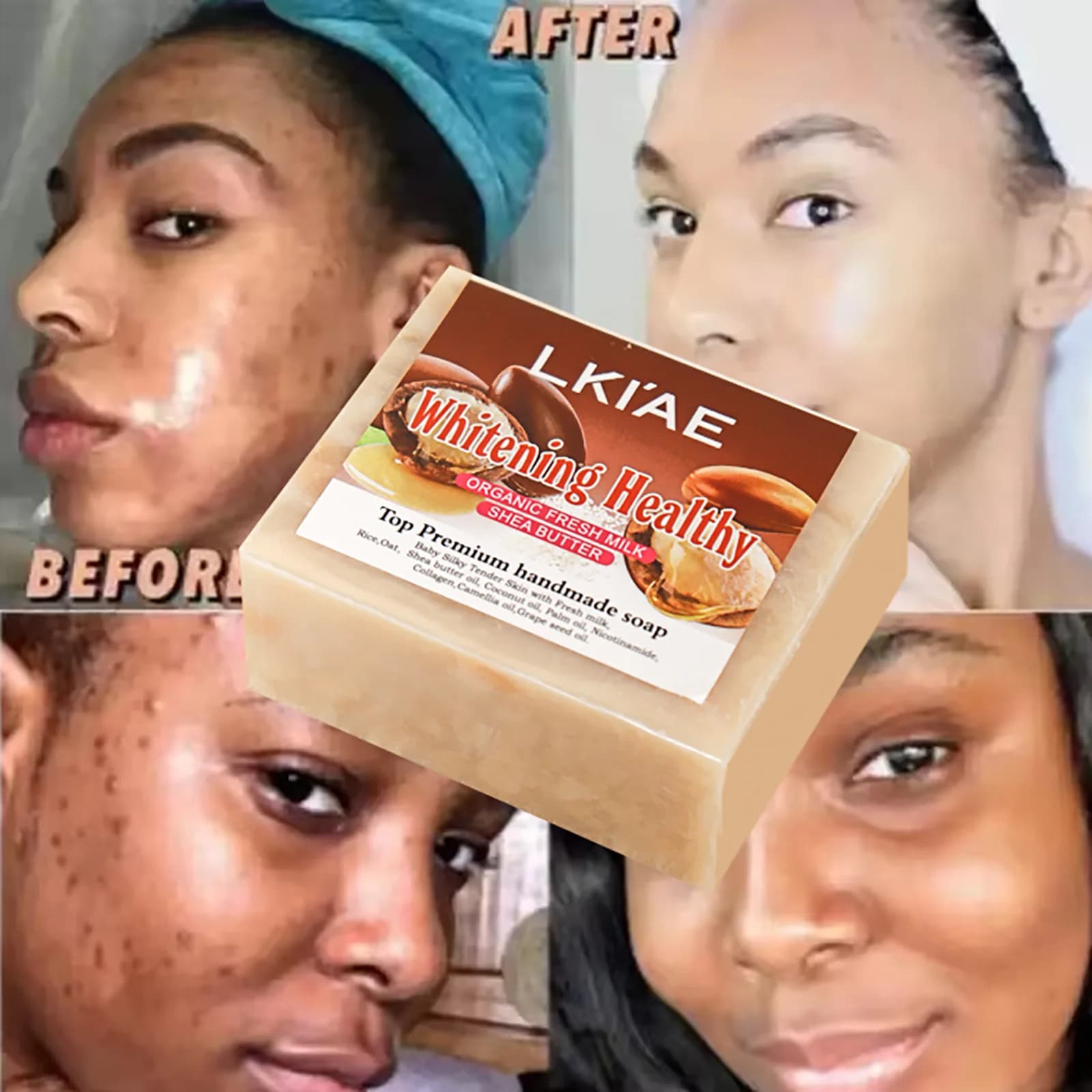 Barre de savon blanchissant au lait frais biologique, éclaircit, améliore l'élasticité de la peau, s