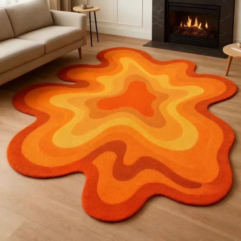 VIKAMA Dopamine Abstract Plush Rug Tapis en peluche doux et confortable de forme irrégulière pour le