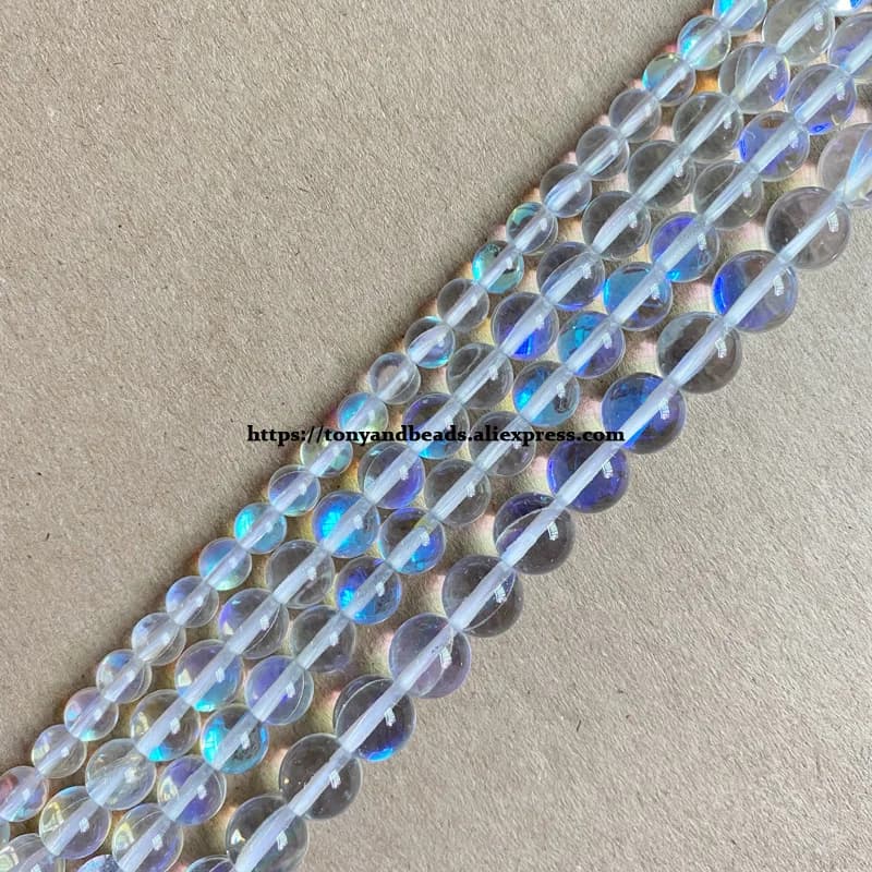 Pierre de lune synthétique lisse K9 autriche, perles rondes en vrac, fil de 15 pouces, 6, 8, 10, 12M