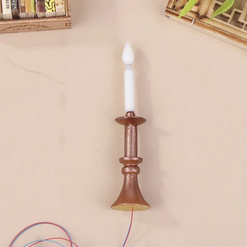 Maison de poupée Miniature bougie lampe de bureau Mini LED bougie éclairage décoration de la maison 
