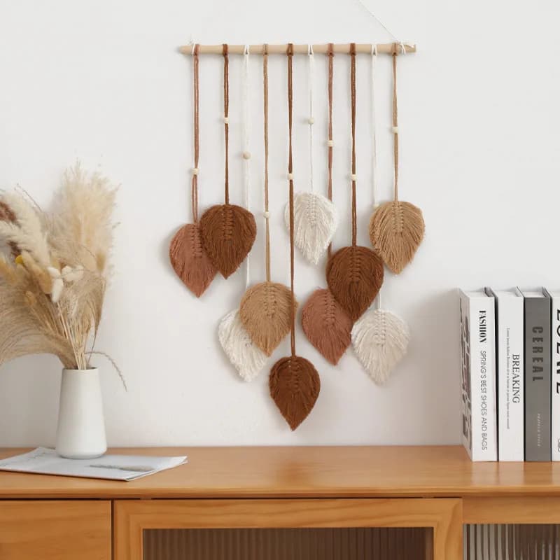Tapisserie murale en macramé avec cuir chevelu tissé, décoration de chambre bohème, décoration de ma