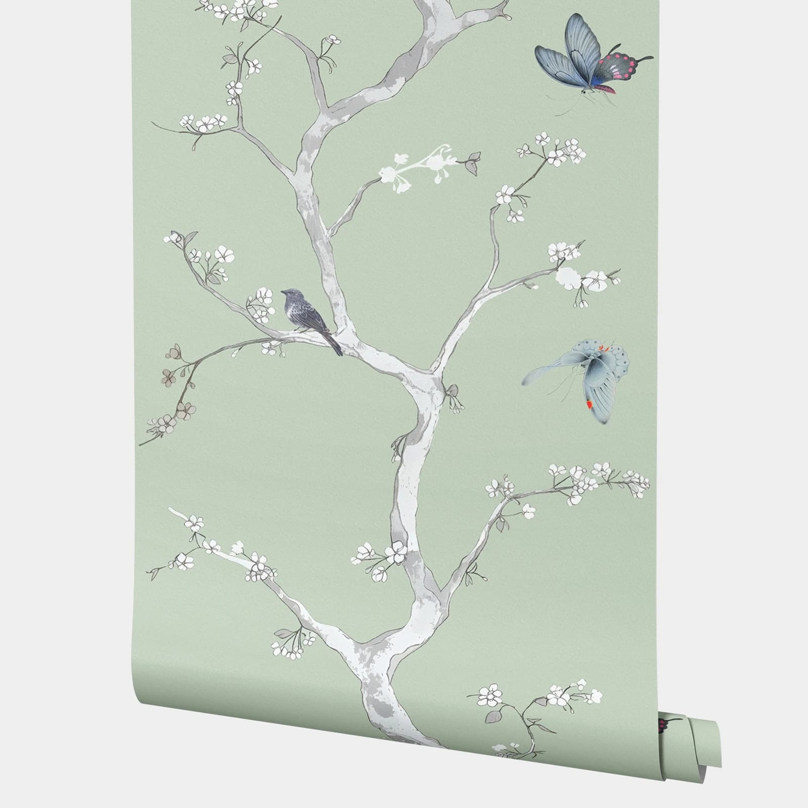 Papier peint adhésif Floral Chic arbre oiseau papillon de Style Oriental, décoration d'autocollant m