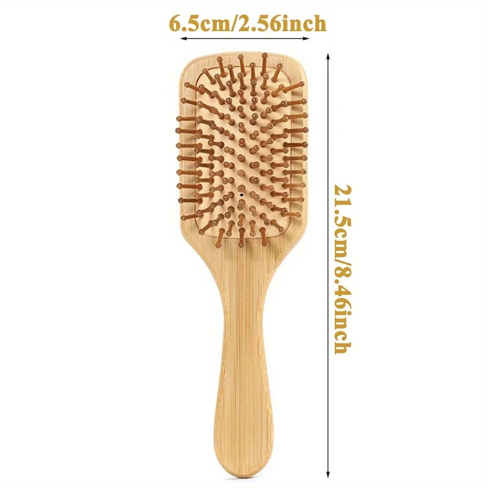 Peigne à palette en bambou naturel, peigne à coussin d'air, massage du cuir chevelu, antistatique, s