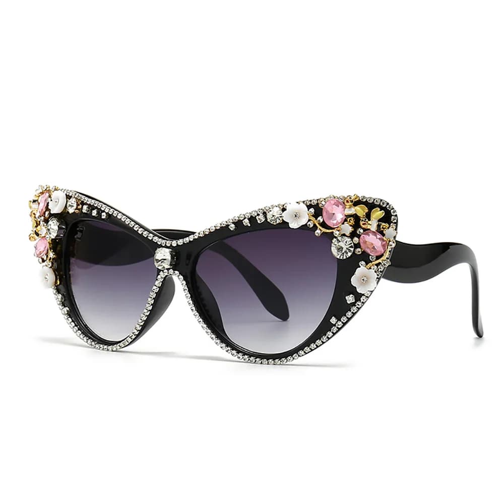 Lunettes de soleil de luxe œil de chat strass femmes mode surdimensionné cristal rétro lunettes de s